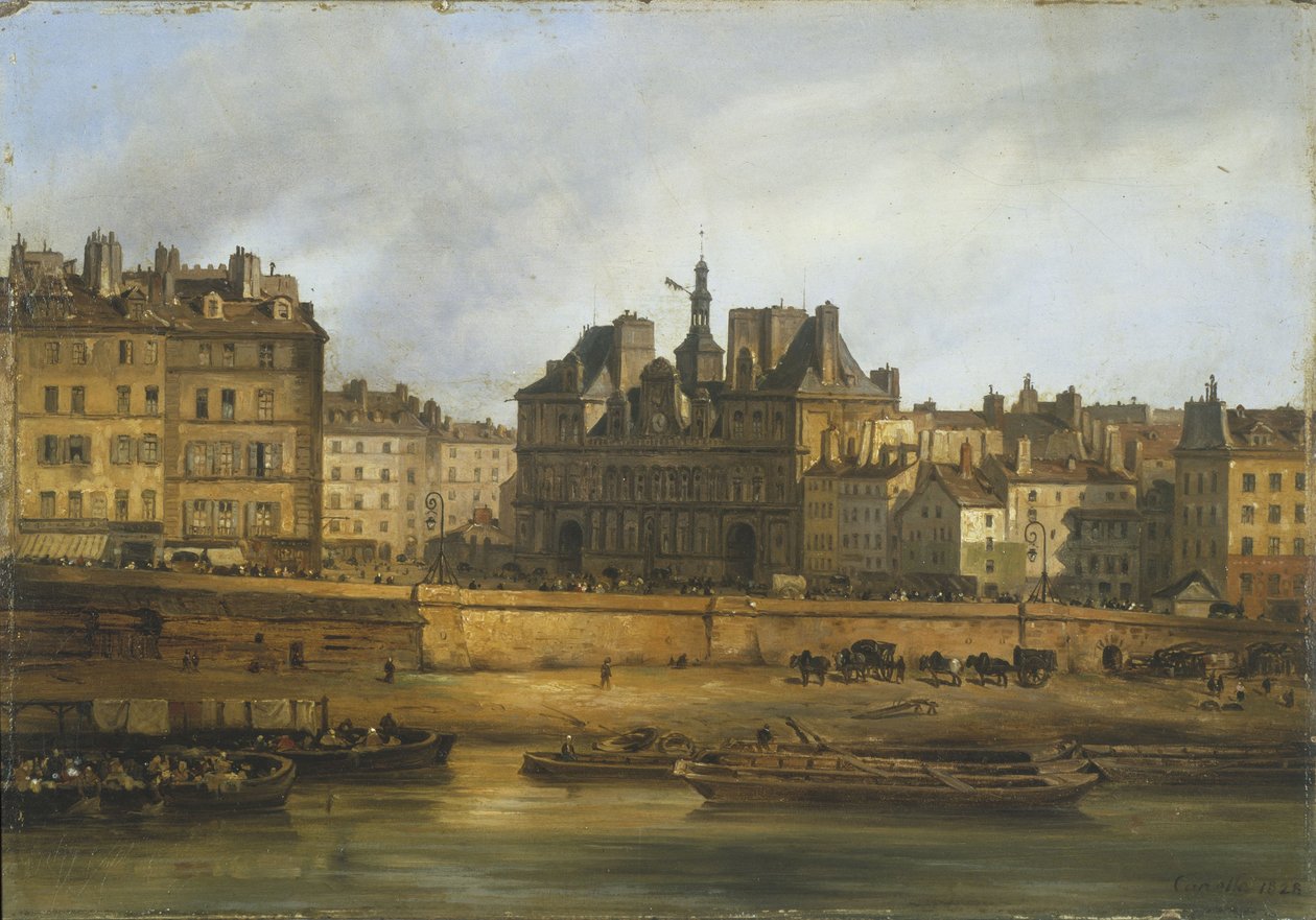 Hôtel de Ville i Place de Grève widziane z Ile de la Cité autorstwa Giuseppe Canella