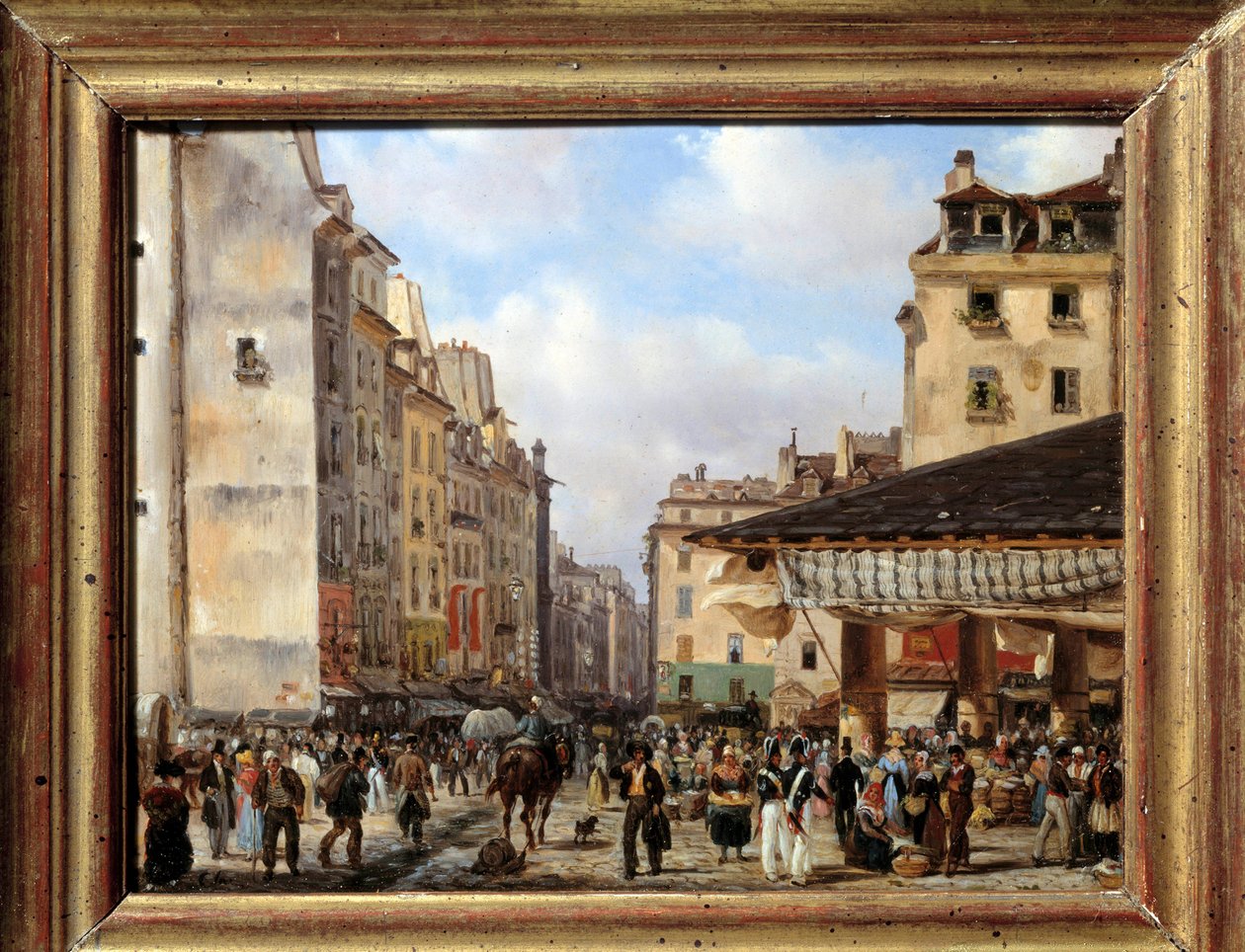 Les Halles i rue de la Tonnellerie w 1828 roku: widok na Paryż w XIX wieku. Obraz Giuseppe Canelli (1788-1847) autorstwa Giuseppe Canella