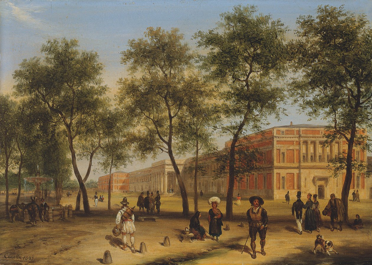 Przypuszczalny widok na Paseo del Prado z Muzeum Prado, Madryt, 1827 r. autorstwa Giuseppe Canella