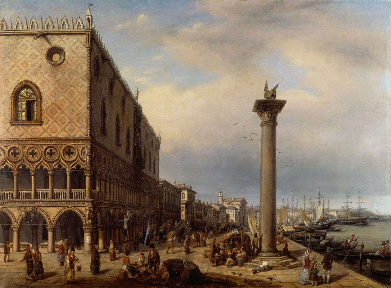 Riva degli Schiavoni (chodnik) w Wenecji – Giuseppe Cannella (1788-1847) autorstwa Giuseppe Canella