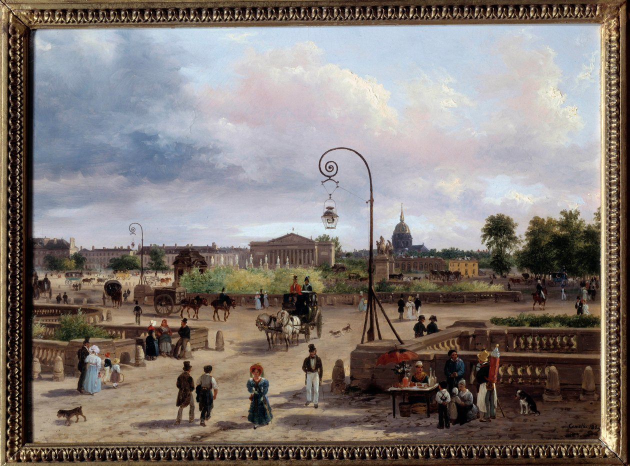 Widok Place Louis XVI (obecne Place de la Concorde) Obraz Giuseppe Canella (1788-1847) 1829 Nd. 0,29x0,4 m Paryż, Muzeum Carnavalet autorstwa Giuseppe Canella