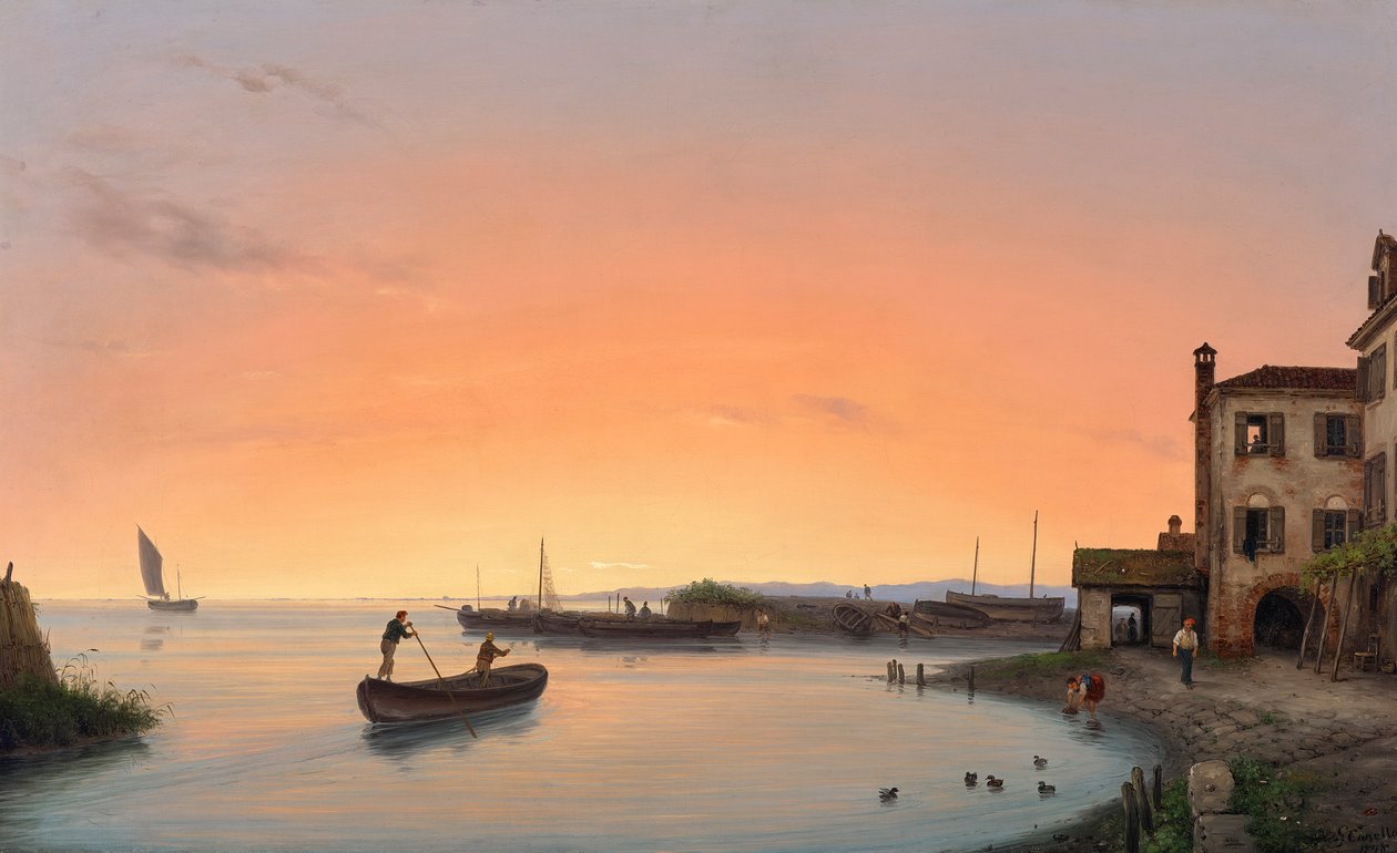 Chioggia przed wschodem słońca autorstwa Giuseppe Canella d. Ä.