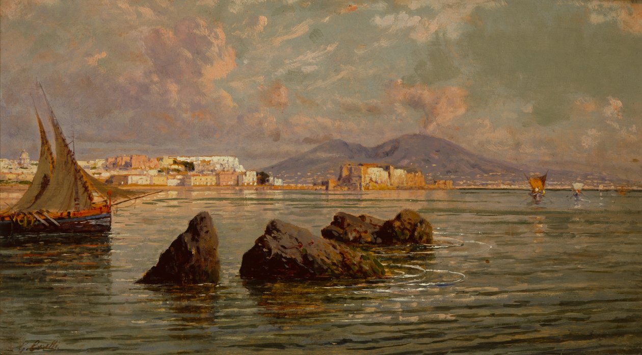 Zatoka Neapolitańska (olej na drewnie) autorstwa Giuseppe Carelli