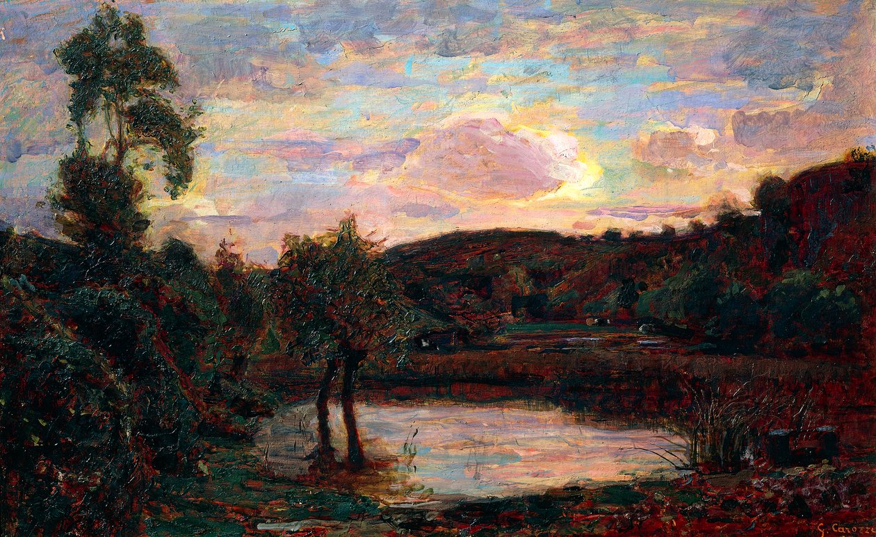 Zachód słońca w Engadynie – Giuseppe Carozzi (1864-1938) autorstwa Giuseppe Carozzi