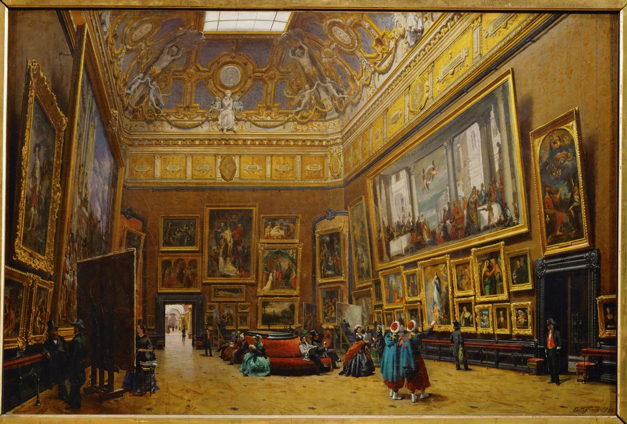Salon Carre w Luwrze ... autorstwa Giuseppe Castiglione