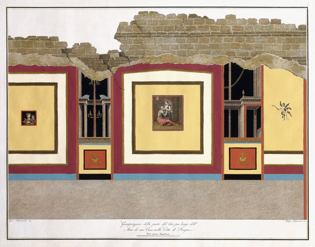 Większa część najdłuższej ściany atrium w Pompejach autorstwa Giuseppe Chiantarelli