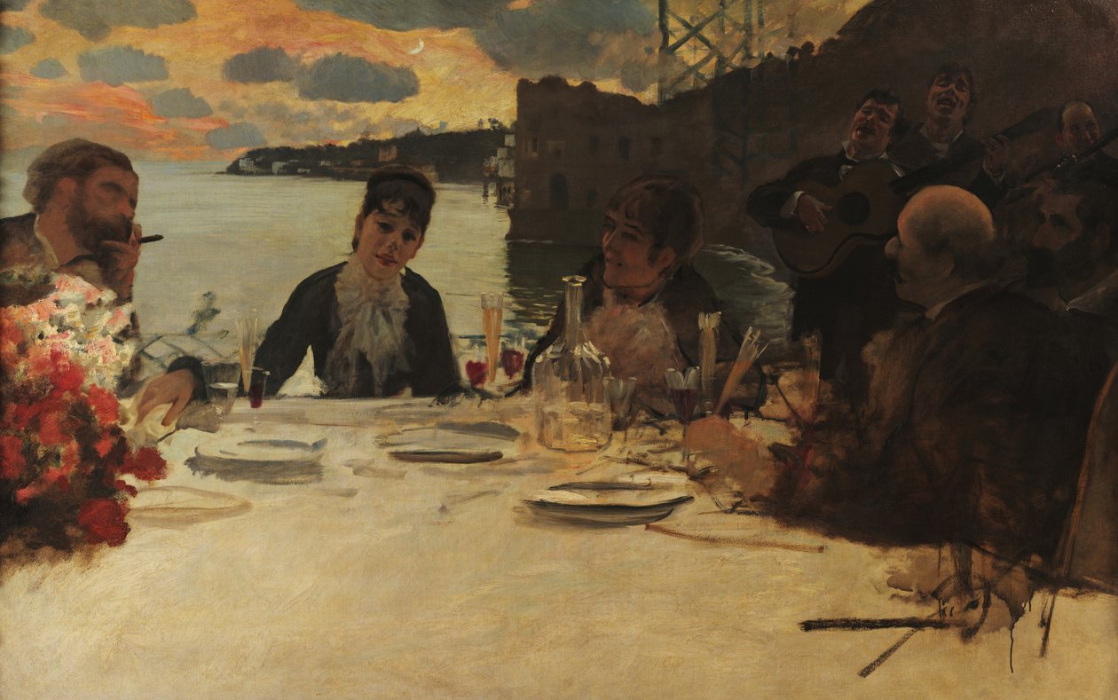 Włoski:  Pranzo a Posillipo Lunch w Posillipo autorstwa Giuseppe de Nittis