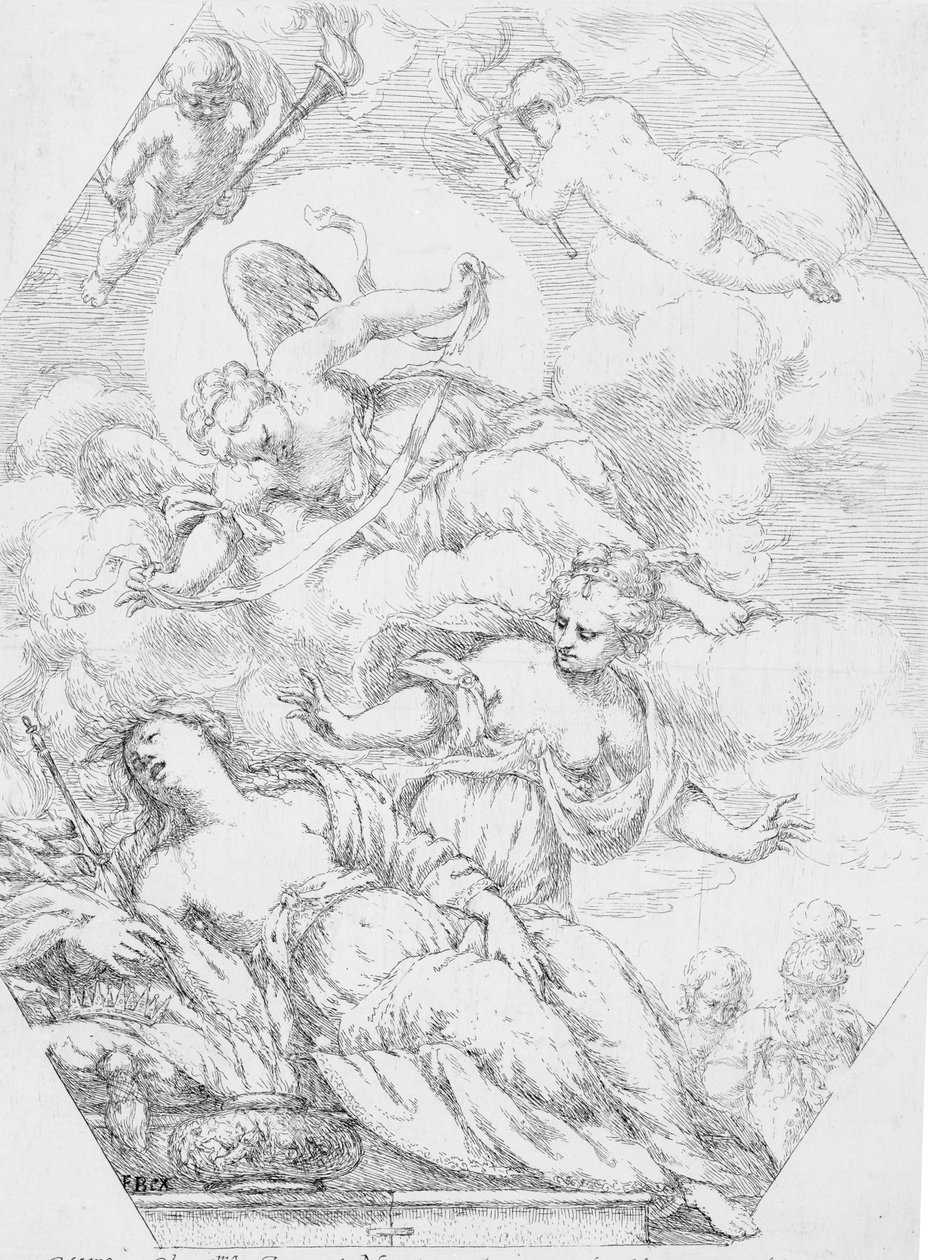 Dydona na stosie pogrzebowym, 1650-1700. autorstwa Giuseppe Diamantini
