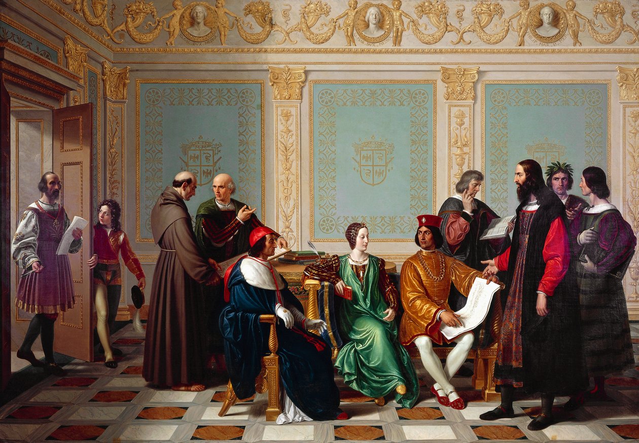 Leonardo da Vinci otrzymuje zlecenie na Ostatnią Wieczerzę na dworze Ludovica il Moro w Mediolanie autorstwa Giuseppe Diotti