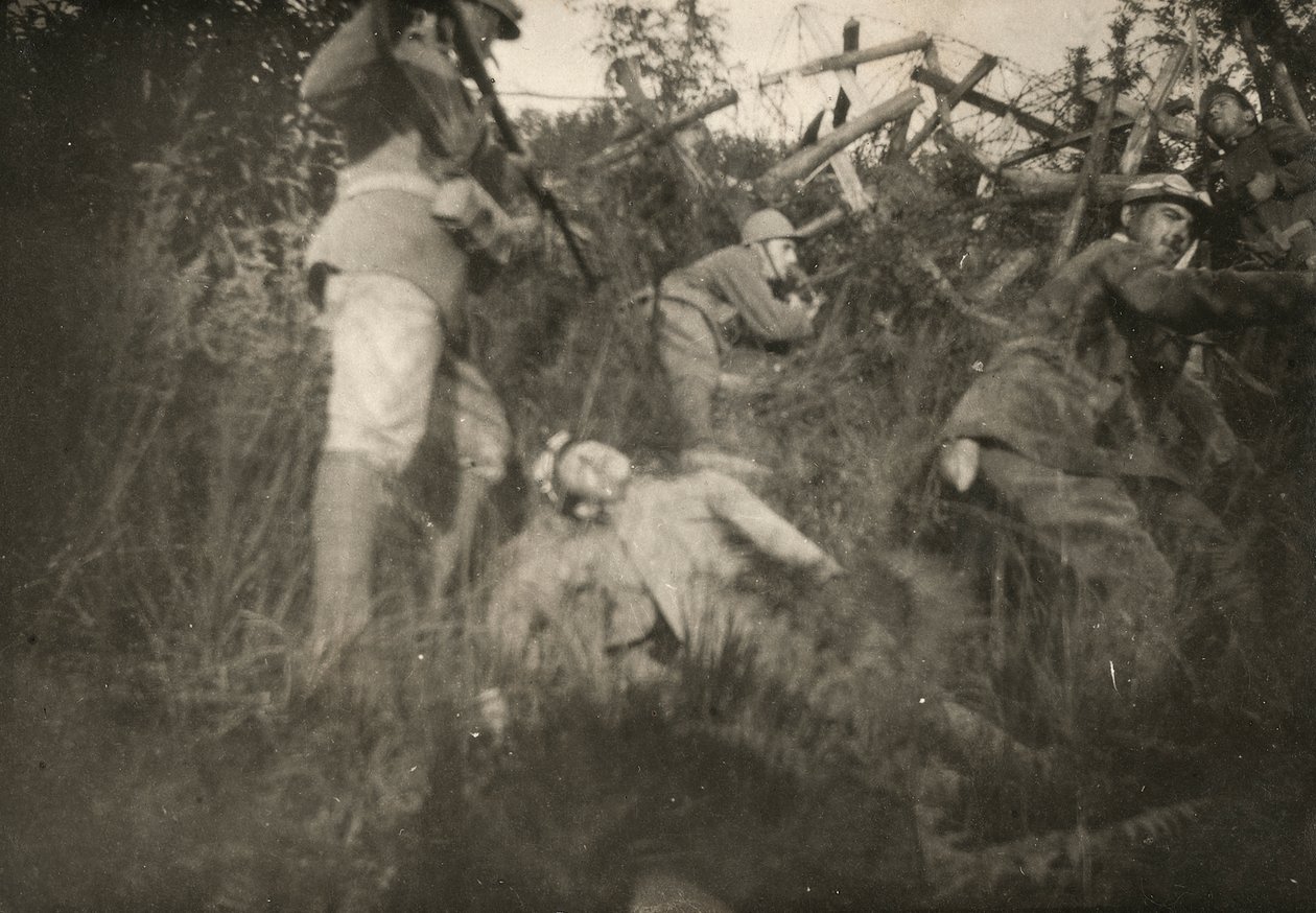 Symulacja szturmu w okopie Carso podczas I wojny światowej autorstwa Giuseppe Gentilini