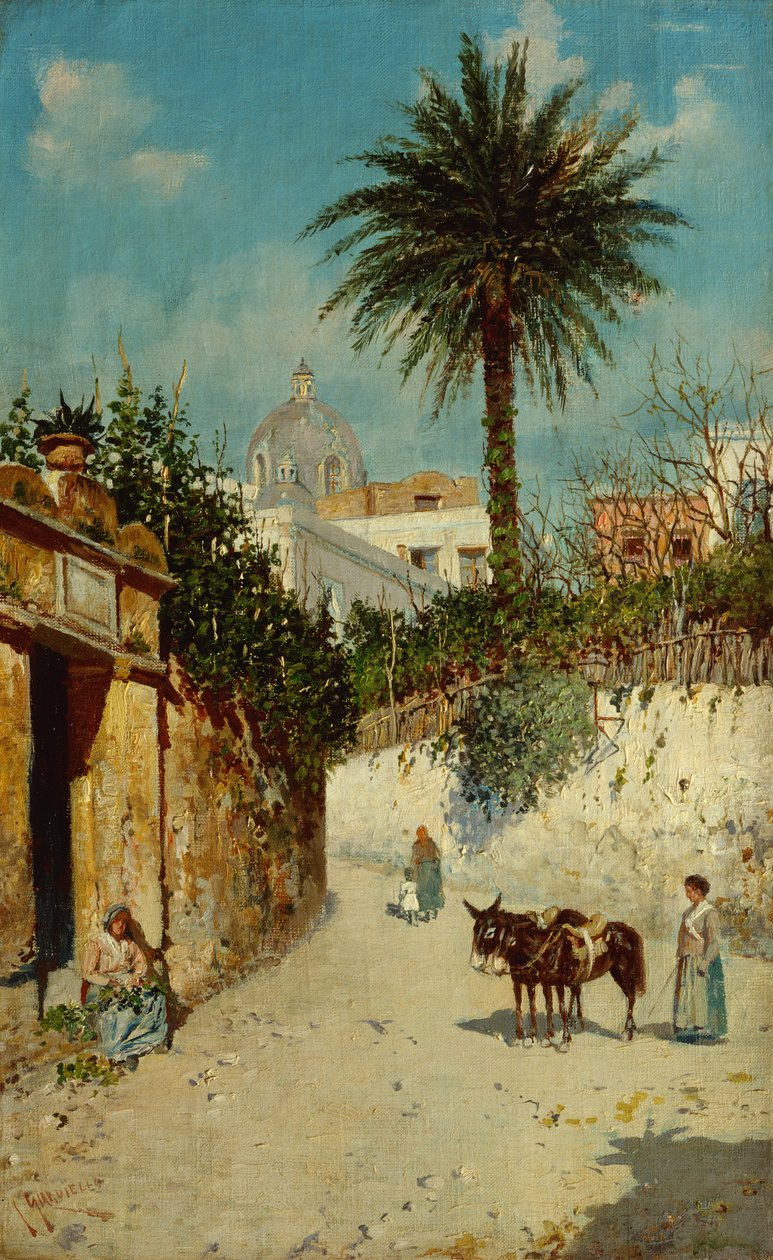 Scena uliczna w Neapolu (olej na płótnie) autorstwa Giuseppe Giardiello