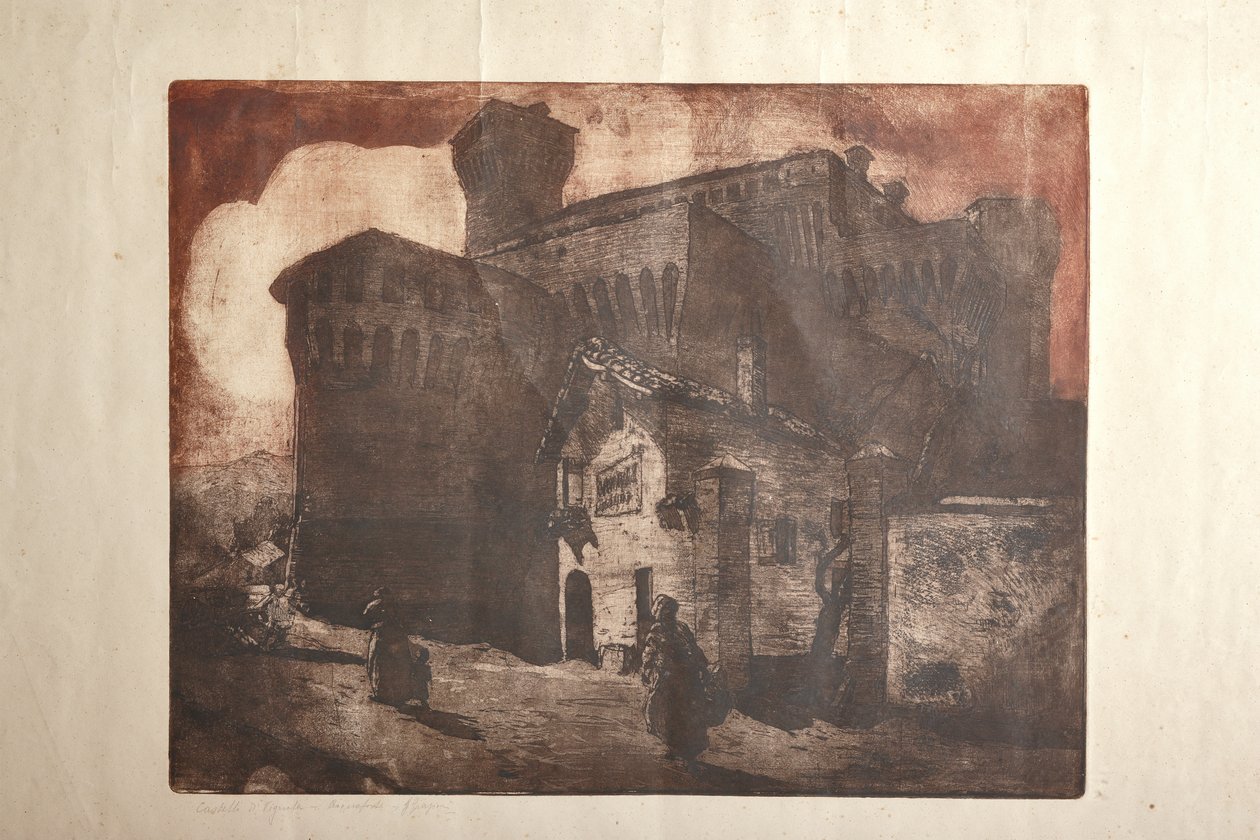 Zamek Vignola (akwaforta i akwatinta na papierze, talerz) autorstwa Giuseppe Graziosi