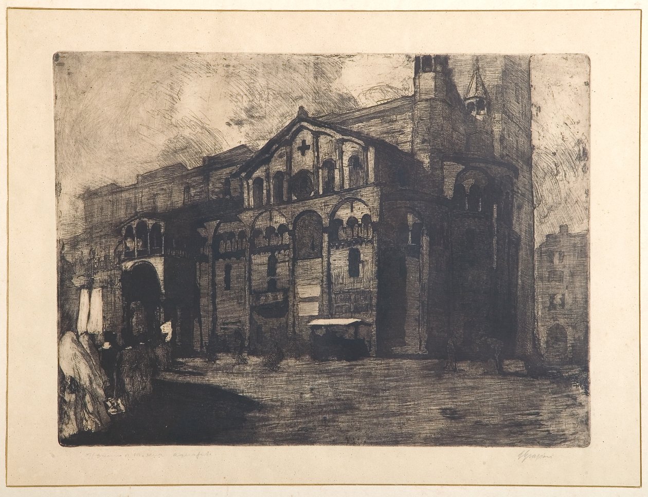 Duomo w Modenie (akwaforta i akwatinta na papierze, talerzu) autorstwa Giuseppe Graziosi