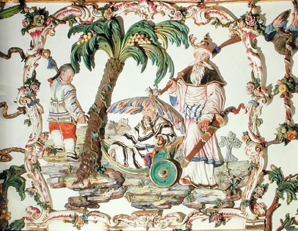 Salon Chino (pokój chiński), fragment ściany, 1769 (porcelana) autorstwa Giuseppe Gricci