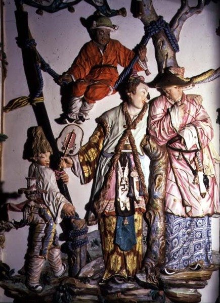 Salon Chino (pokój chiński) przedstawiający figurki chińskiej pary i bawiących się dzieci, 1769 (porcelana) (patrz także 93237, 93239) autorstwa Giuseppe Gricci