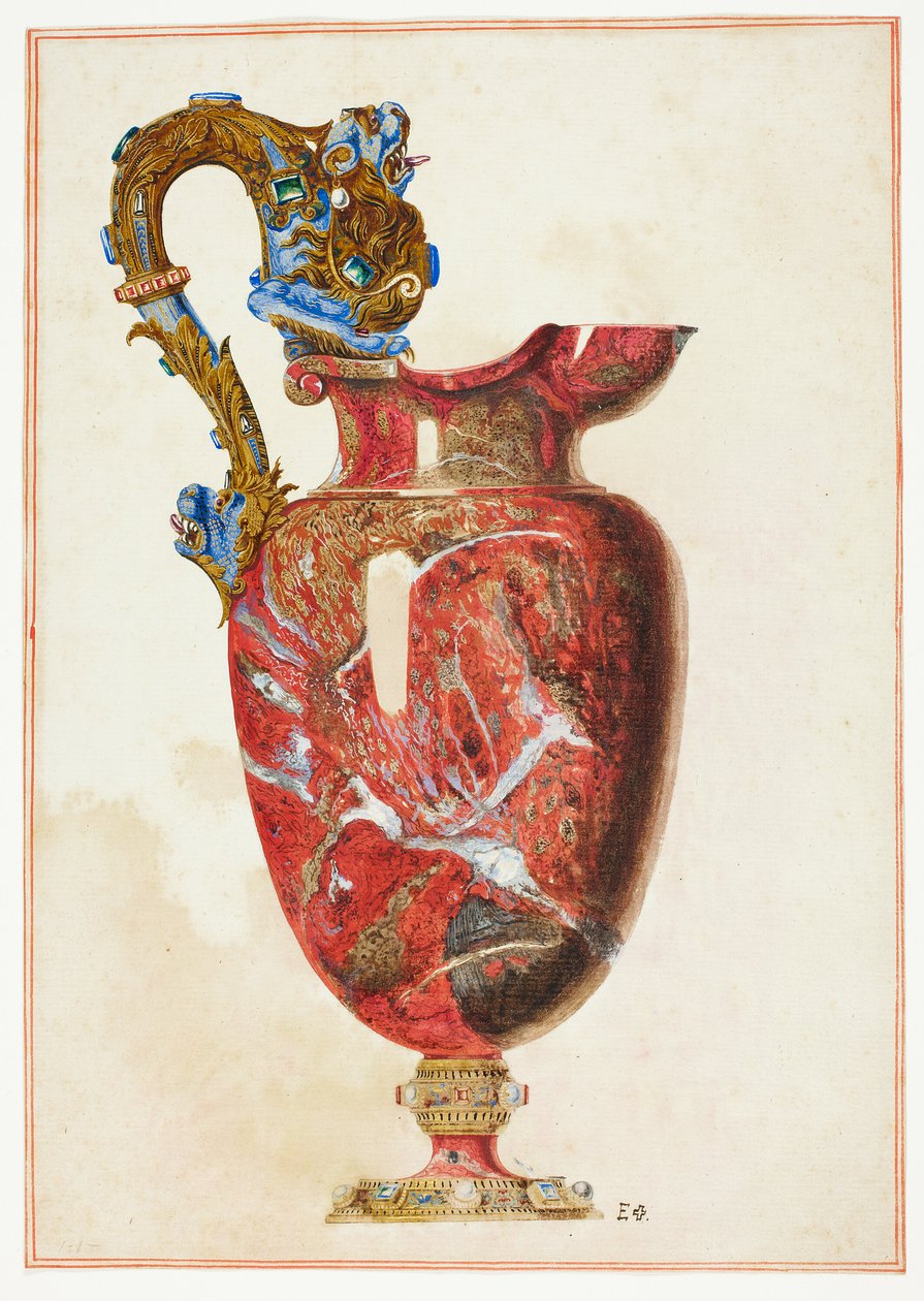 Kamienny imbryk z ozdobnym uchwytem autorstwa Giuseppe Grisoni