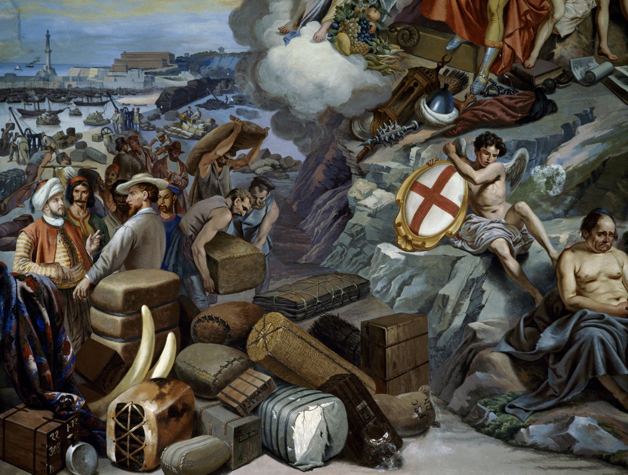 Handel liguryjski, obraz Giuseppe Isola (1808-1893), Włochy autorstwa Giuseppe Isola