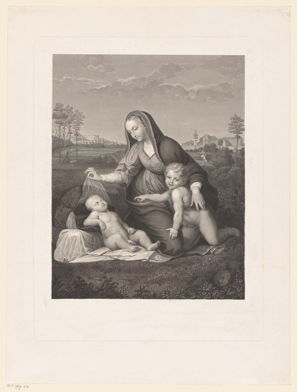 Maryja z Dzieciątkiem i młody Jan Chrzciciel w pejzażu Madonna del Velo autorstwa Giuseppe Longhi