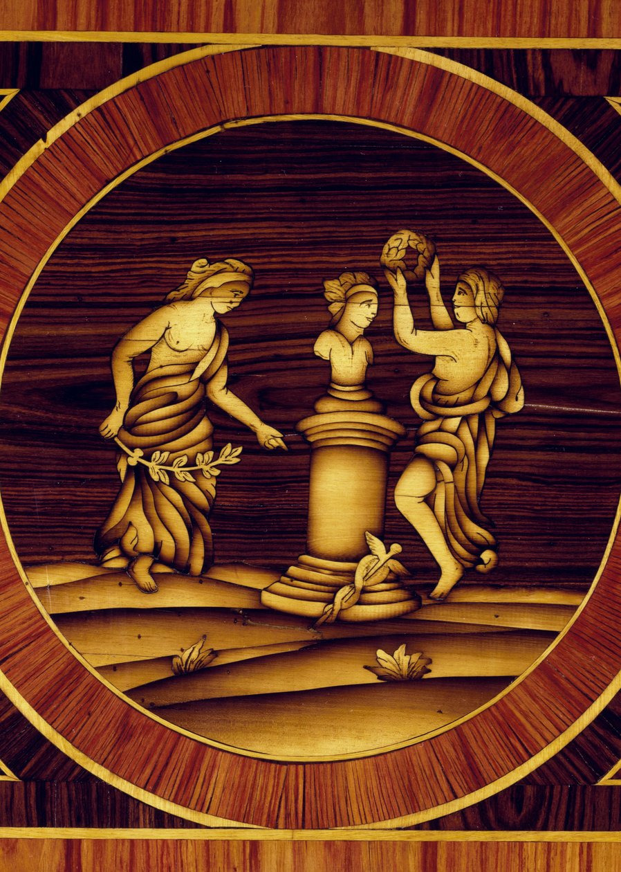 Rytuał przebłagalny w herm of Merkury, detal z komody z orzecha, klonu, bukszpanu, oliwki, róży i palisandru, Giuseppe Maggiolini (1738-1814), Włochy autorstwa Giuseppe Maggiolini