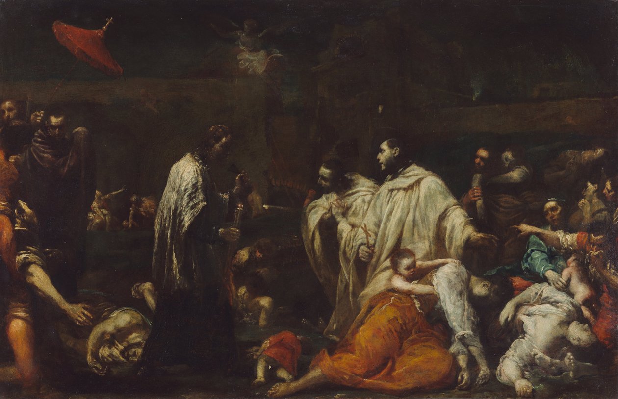Bernard Tolomei i zaraza w Sienie autorstwa Giuseppe Maria Crespi