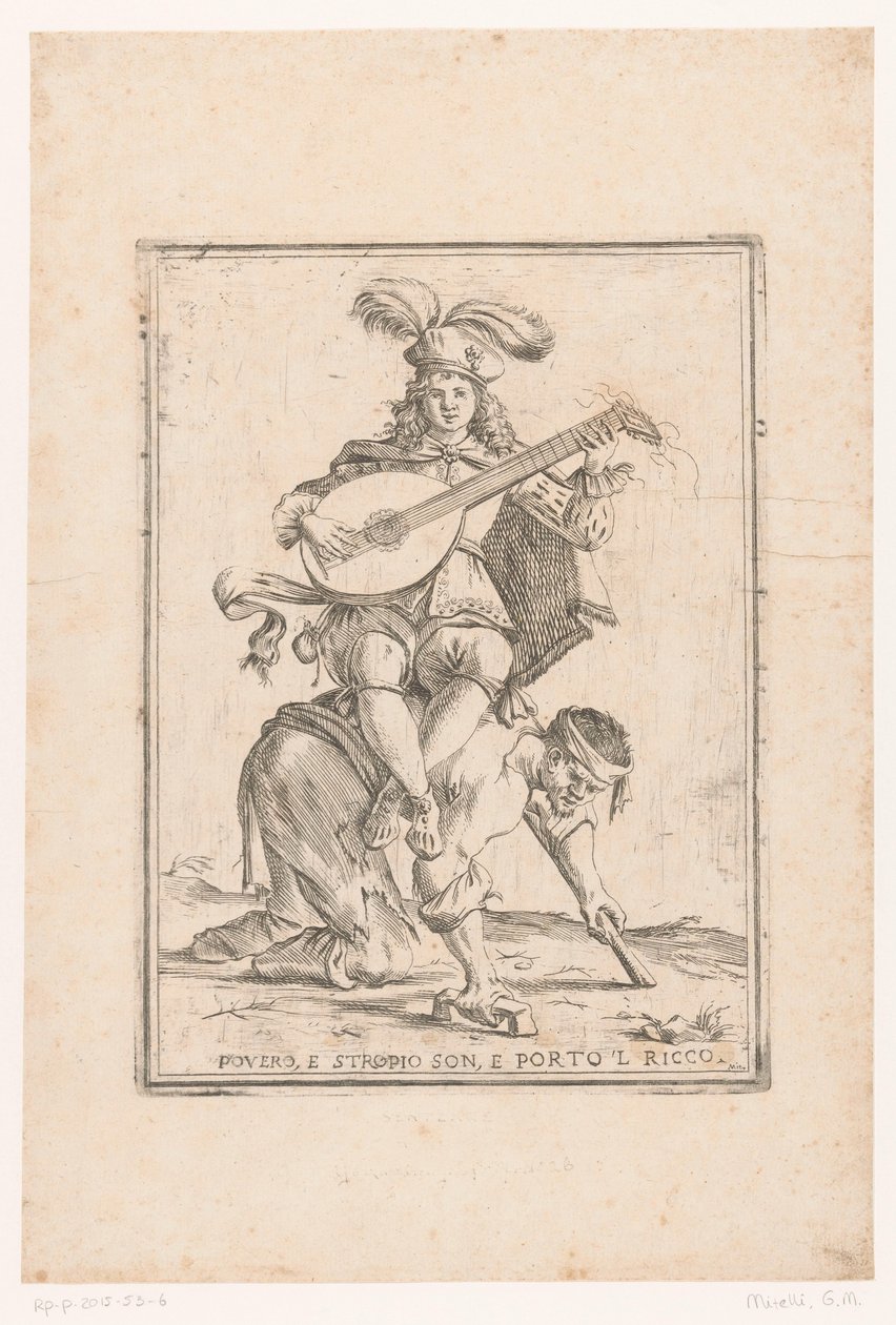 De arme draagt ​​de rijke Biedny i śmieciowy jestem, a bogacza przywiozłem (tytuł na przedmiot) To jest świat (tytuł serii) autorstwa Giuseppe Maria Mitelli
