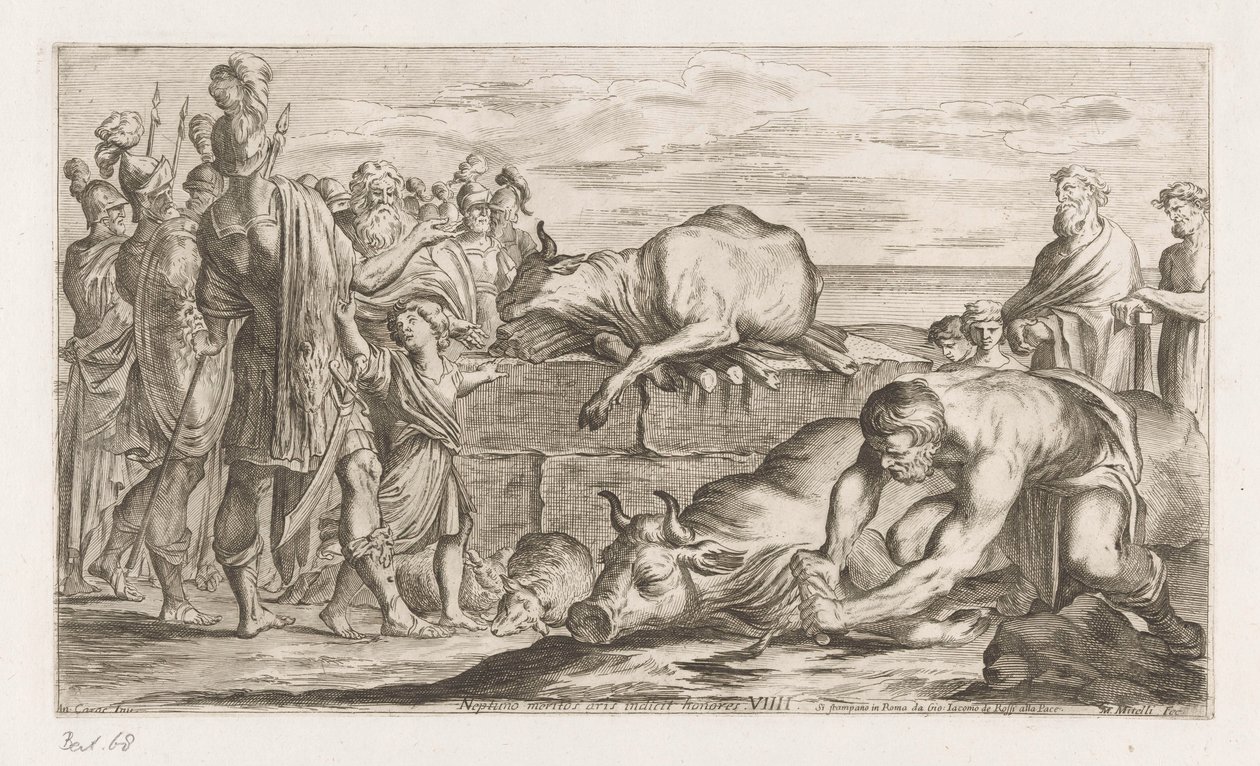 Trojanen offeren dieren aan Neptune Aris oddaje cześć Neptunowi (tytuł na obiekcie) Omzwervingen van Aeneas (tytuł serii) L