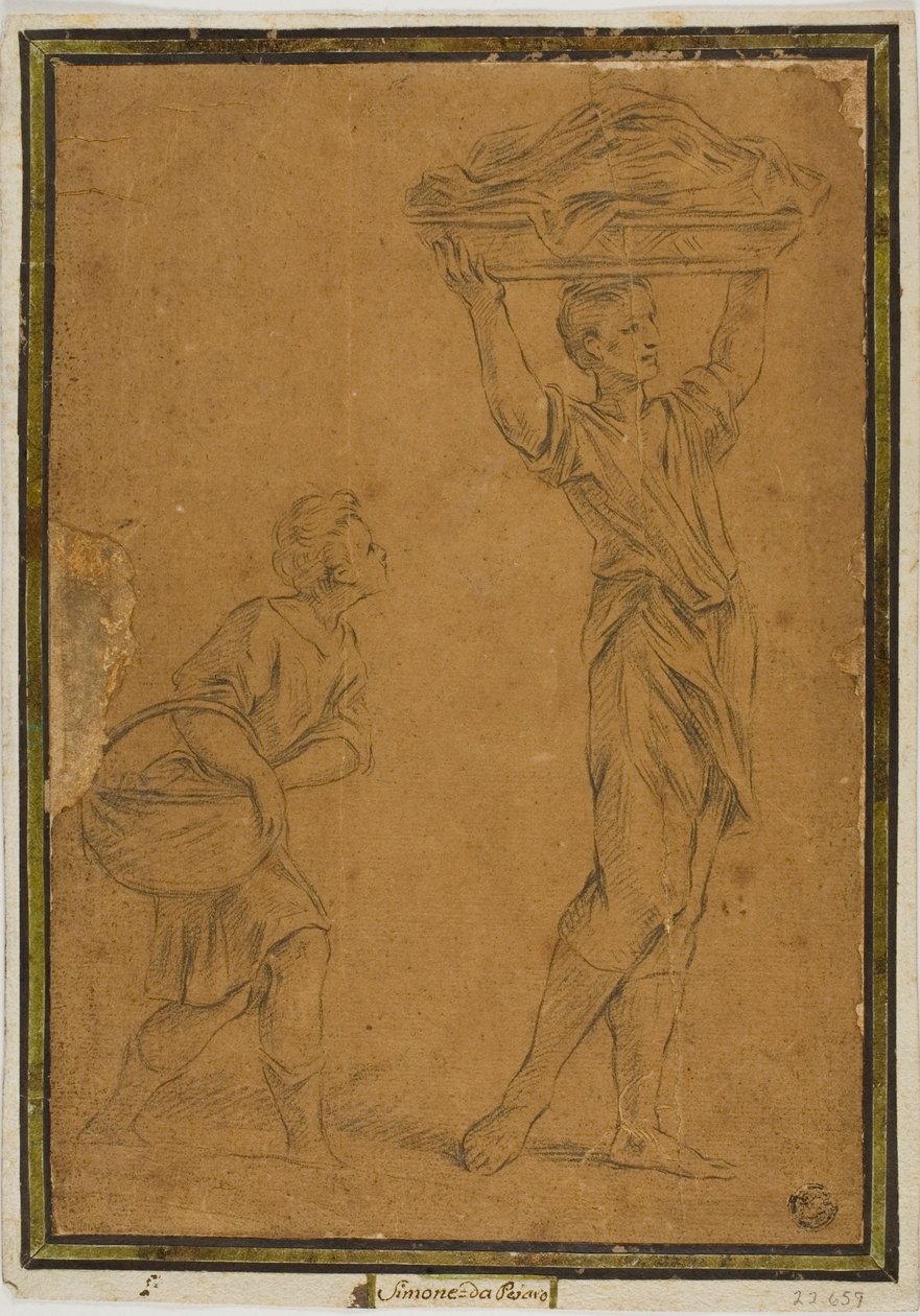 Dwóch chłopców niosących kosze autorstwa Giuseppe Maria Mitelli