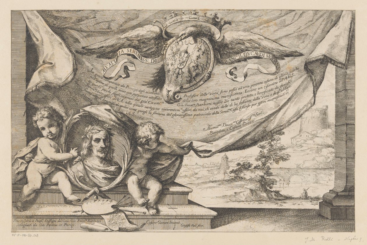 Oda do artysty Guercino Projekt krajobrazu autorstwa Guercino (tytuł serii) autorstwa Giuseppe Maria Roli