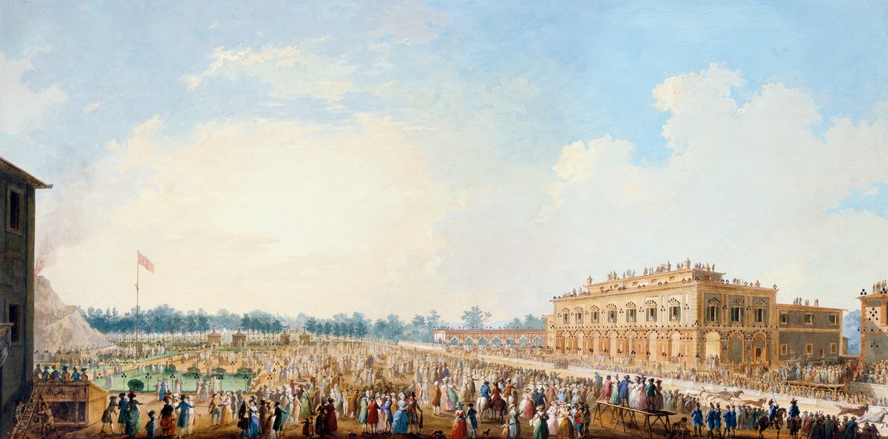Uroczystość w Cascine na cześć Ferdynanda III, Berberowie ścigają się przed kasynem autorstwa Giuseppe Maria Terreni