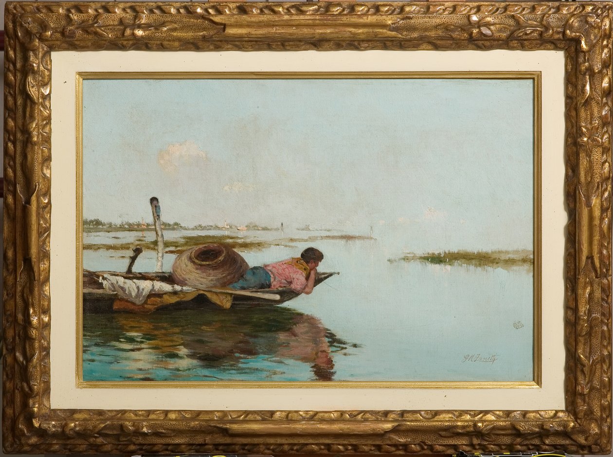 Spokój, Laguna Wenecka (olej na płótnie) autorstwa Giuseppe Miti Zanetti