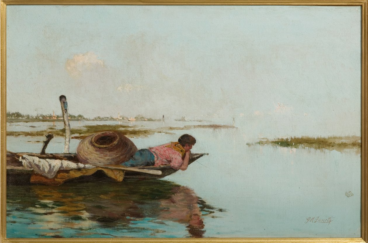 Spokój, Laguna Wenecka (olej na płótnie) autorstwa Giuseppe Miti Zanetti
