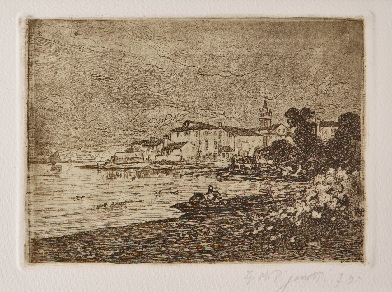 Laguna Wenecka (akwaforta i akwatinta na białym papierze) autorstwa Giuseppe Miti Zanetti