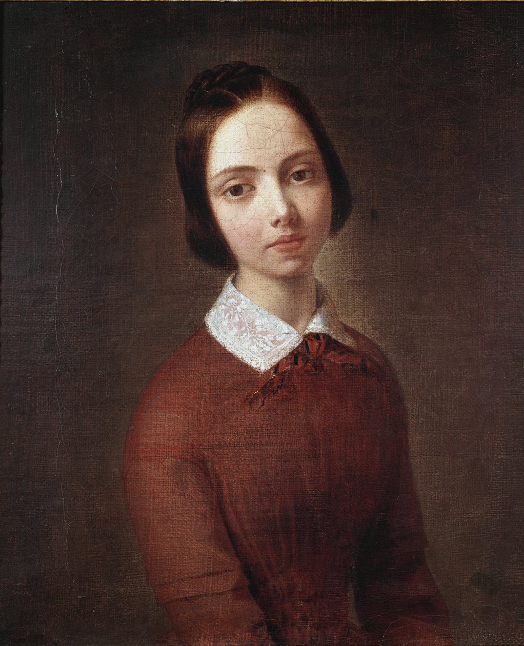 Portret młodej dziewczyny (olej na płótnie) autorstwa Giuseppe Molteni