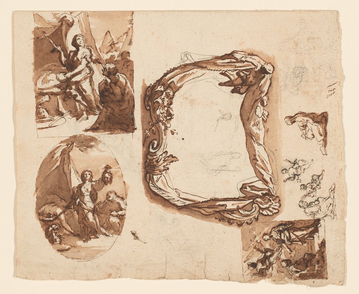 Judyta i Holofernes i inne studia (recto); Diana i Endymion (verso) autorstwa Giuseppe Nicola Nasini