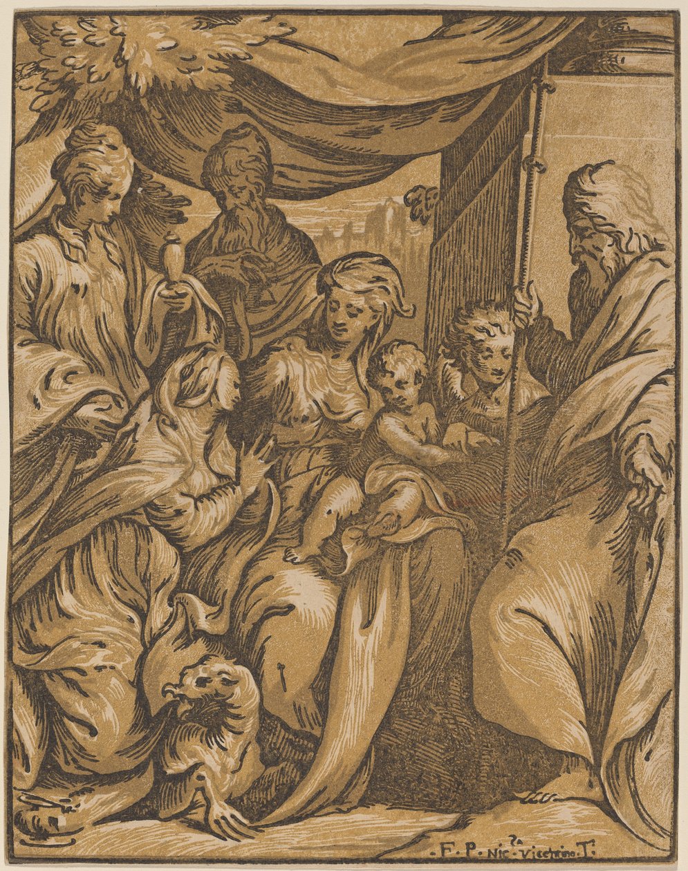 Dziewica i Dzieciątko ze świętymi autorstwa Giuseppe Nicolo Vicentino, after Camillo Boccaccino