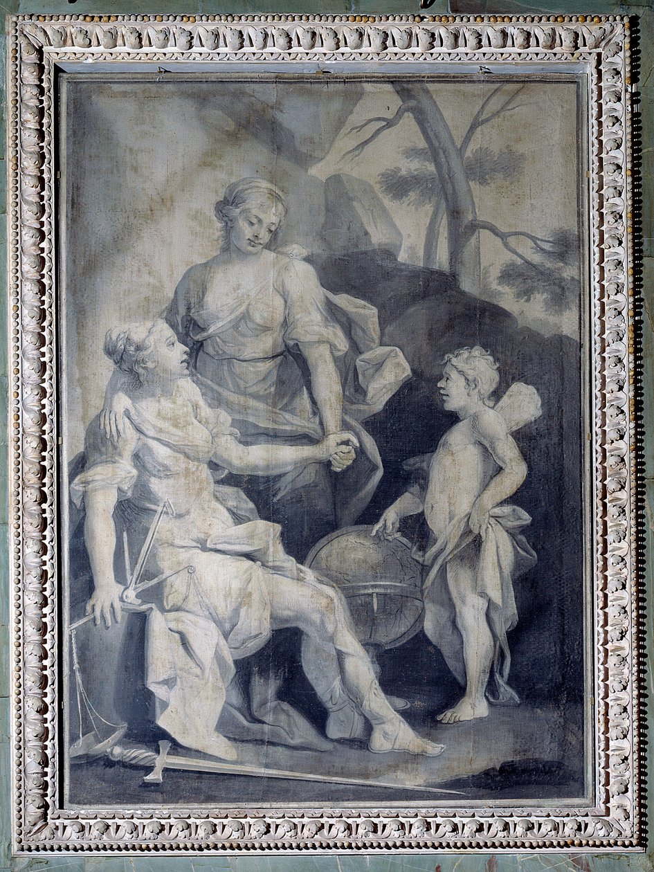 Geniusz narodu ze sprawiedliwością i pokojem (rysunek monochromatyczny) autorstwa Giuseppe Paganelli