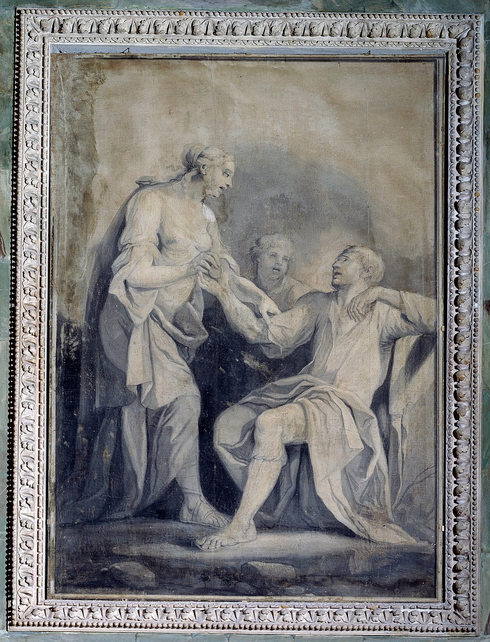 Ludzkość pomaga nieszczęściu (rysunek monochromatyczny) autorstwa Giuseppe Paganelli
