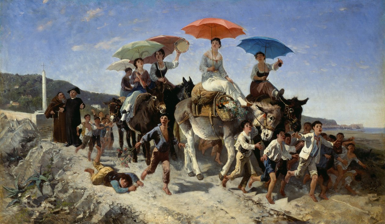 Procesja Ślubna (olej na płótnie) autorstwa Giuseppe Palizzi