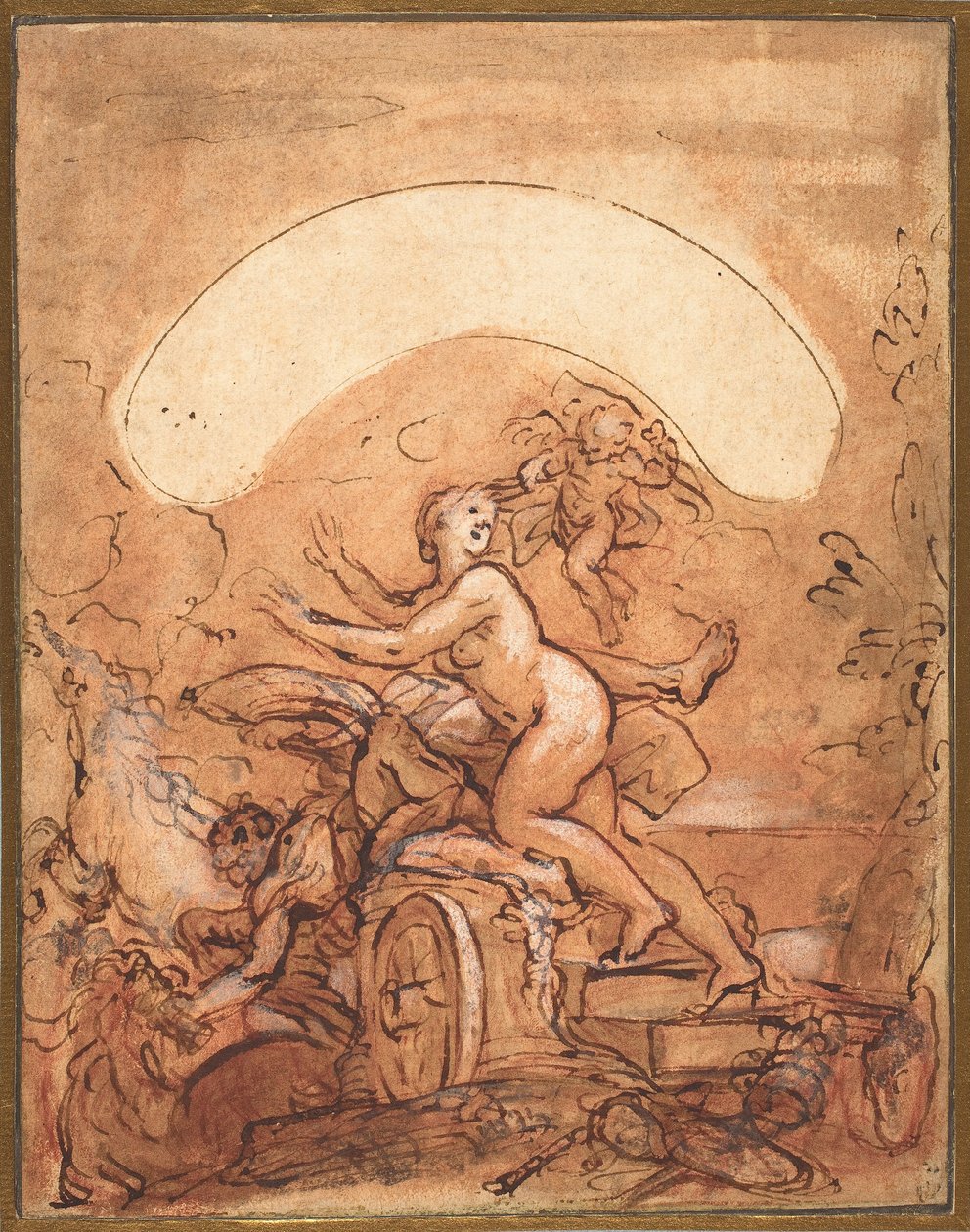 Próba Aurory z przerwanym czasem, ok. 1700 (gwasz na papierze) autorstwa Giuseppe Passeri
