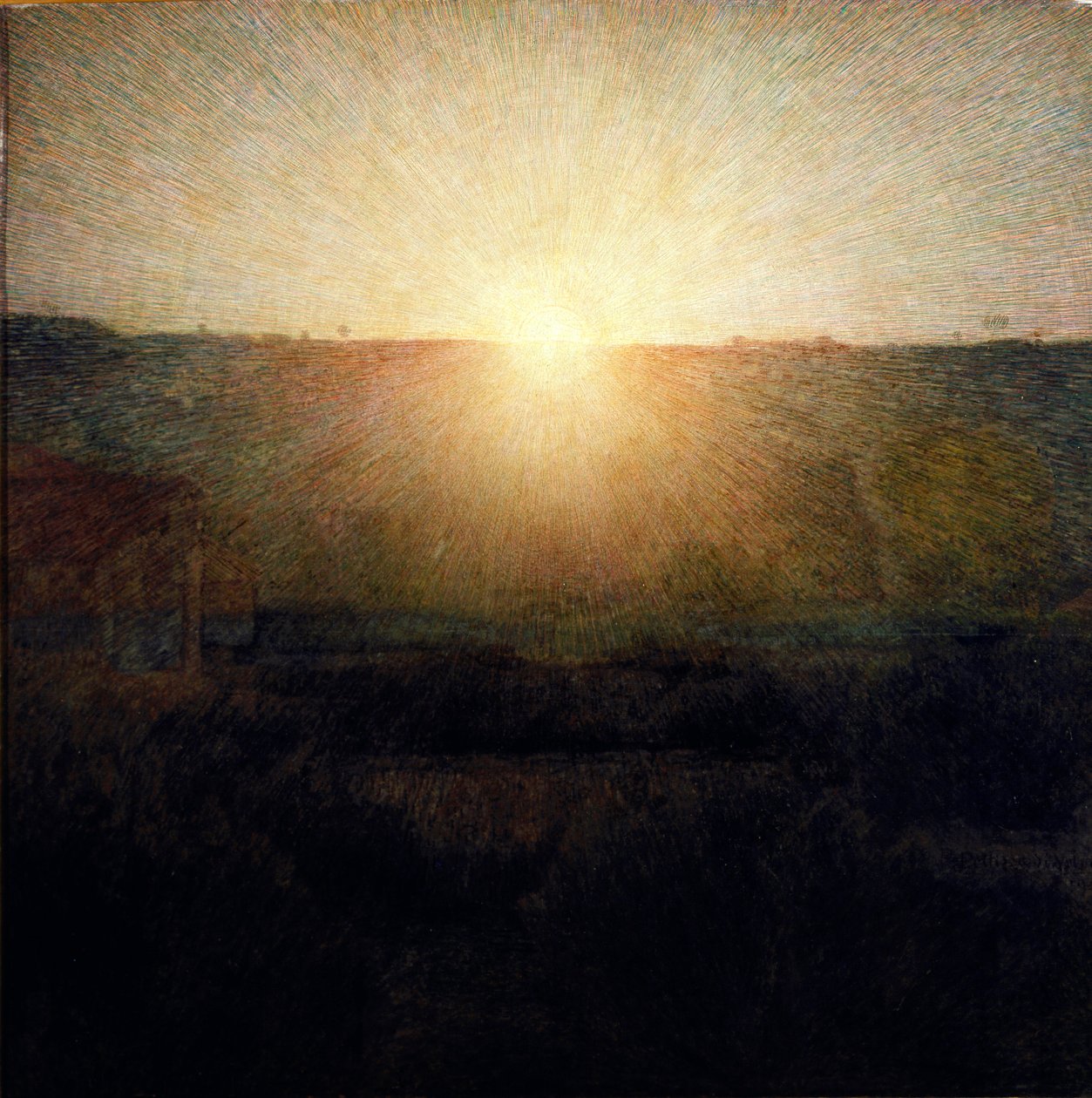 Wschodzące słońce Malarstwo autorstwa Giuseppe Pellizza da Volpedo (1868-1907) 1904 Dim.155x155 cm Rzym Galeria Sztuki Współczesnej autorstwa Giuseppe Pellizza da Volpedo
