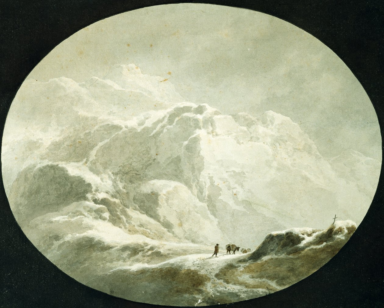 Pokryta śniegiem przełęcz alpejska, autorstwa Giuseppe Pietro Bagetti (1764-1831) autorstwa Giuseppe Pietro Bagetti