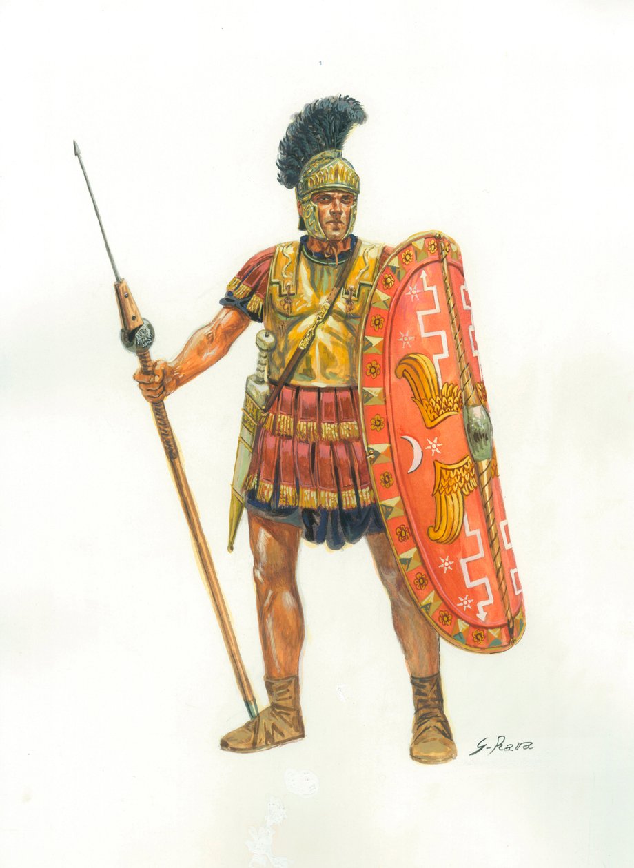 Starożytny Rzym: żołnierz Gwardii Pretoriańskiej - Gwardia Pretoriańska - Ilustracja Giuseppe Rava autorstwa Giuseppe Rava