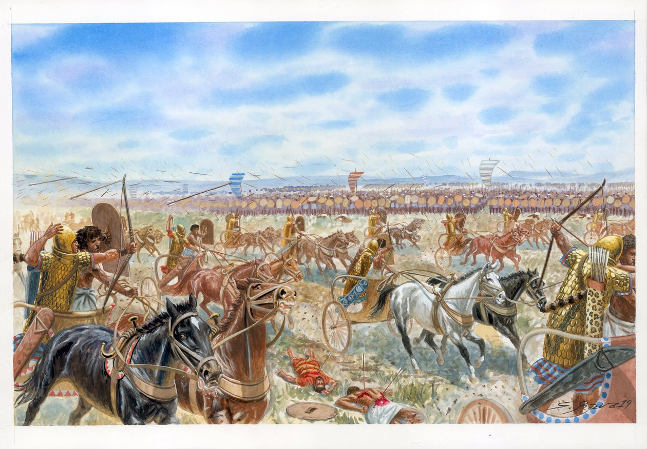 Bitwa pod Megiddo między Egipcjanami a Syrokananejczykami autorstwa Giuseppe Rava
