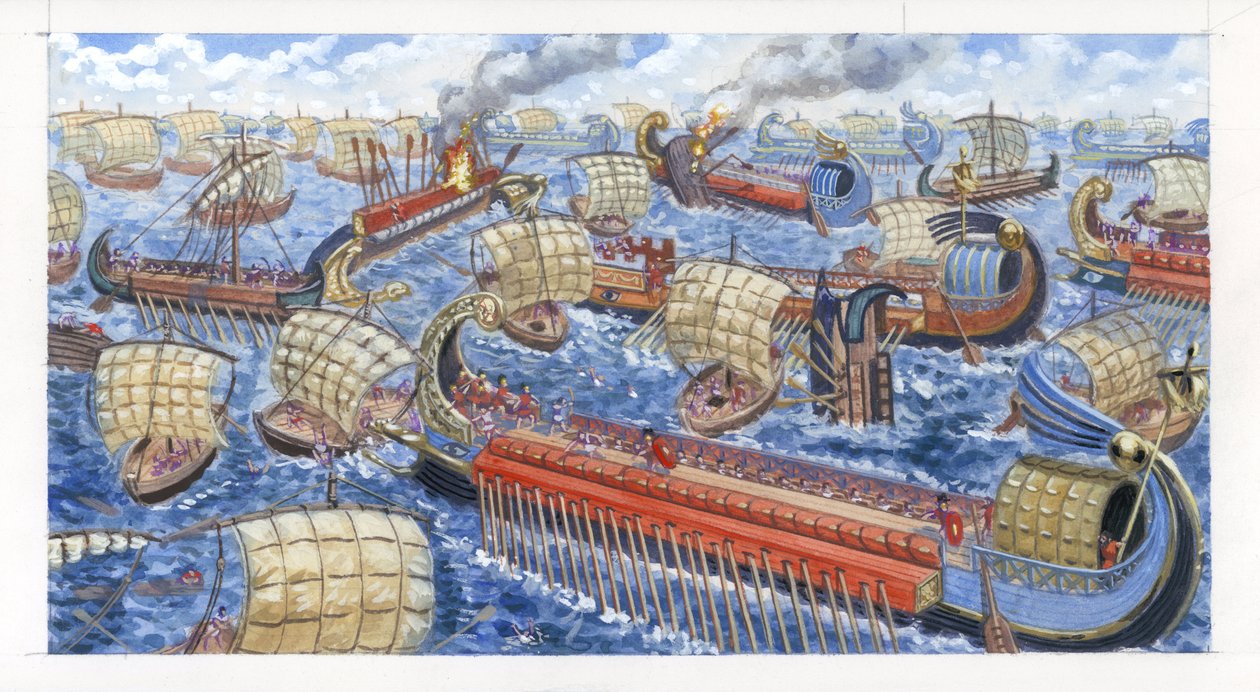 Gnejusz Pompejusz Magnus pokonuje w bitwie piratów cylicyjskich autorstwa Giuseppe Rava