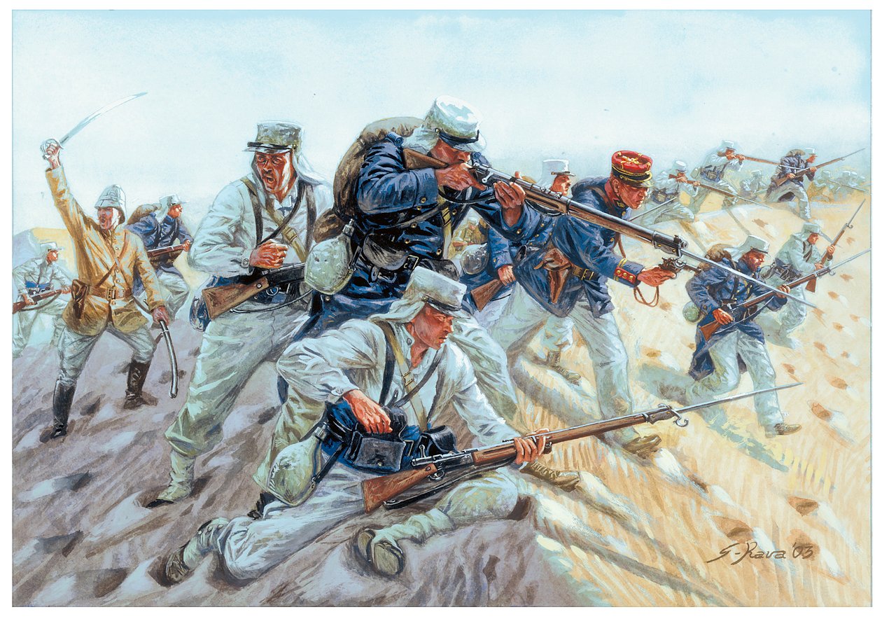 Marche ou creve Soldiers de la Legion etrangere francaise - Francuska Legia Cudzoziemska: "Maszeruj albo giń" Ilustracja Giuseppe Rava autorstwa Giuseppe Rava