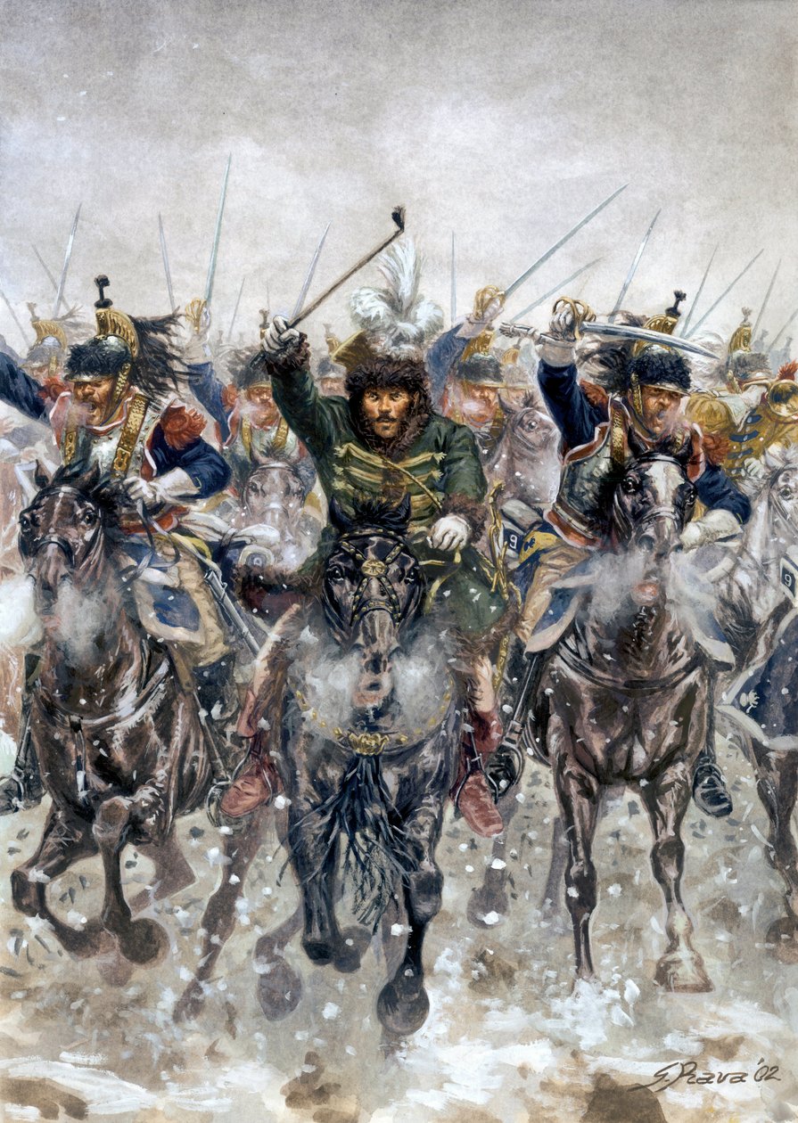 Kampania prusko-polska: Joachim Murat (1767-1815) na czele kawalerii w bitwie pod Eylau 8 lutego autorstwa Giuseppe Rava