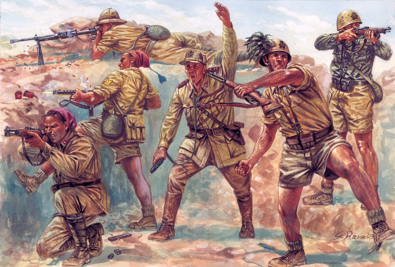 II wojna światowa: włoscy bersalierzy w Libii podczas włoskiej okupacji w latach 1934-1943 - II wojna światowa: włoscy bersalierzy podczas włoskiej okupacji Libii autorstwa Giuseppe Rava