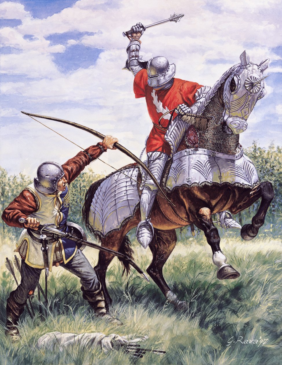 Wojna Dwóch Róż (1455-1485): Bitwa między królewskim rodem Yorków a królewskim rodem Lancasterów - The War of the Roses: battle fought between the House of York and the House of Lancaster - Wojna Dwóch Róż. autorstwa Giuseppe Rava