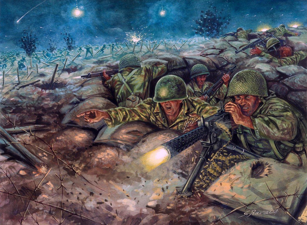 Bitwa pod Dien Bien Phu, w której armia francuska zmierzyła się z armią Viet Minhu autorstwa Giuseppe Rava