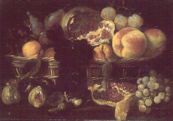 Kosz owoców i talerz owoców autorstwa Giuseppe Recco